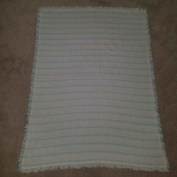 VTG Nordstrom Stripe Knit Baby Blanket Acrylic Pastel Pink Blue Yellow Italy - Picture 4 of 5